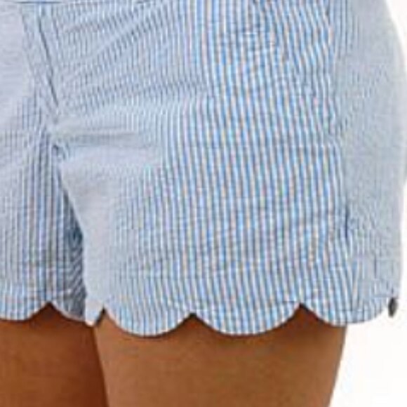 Lilly Pulitzer Buttercup Shorts Blue and White Thin Striped Seersucker Size 0 - Picture 4 of 16